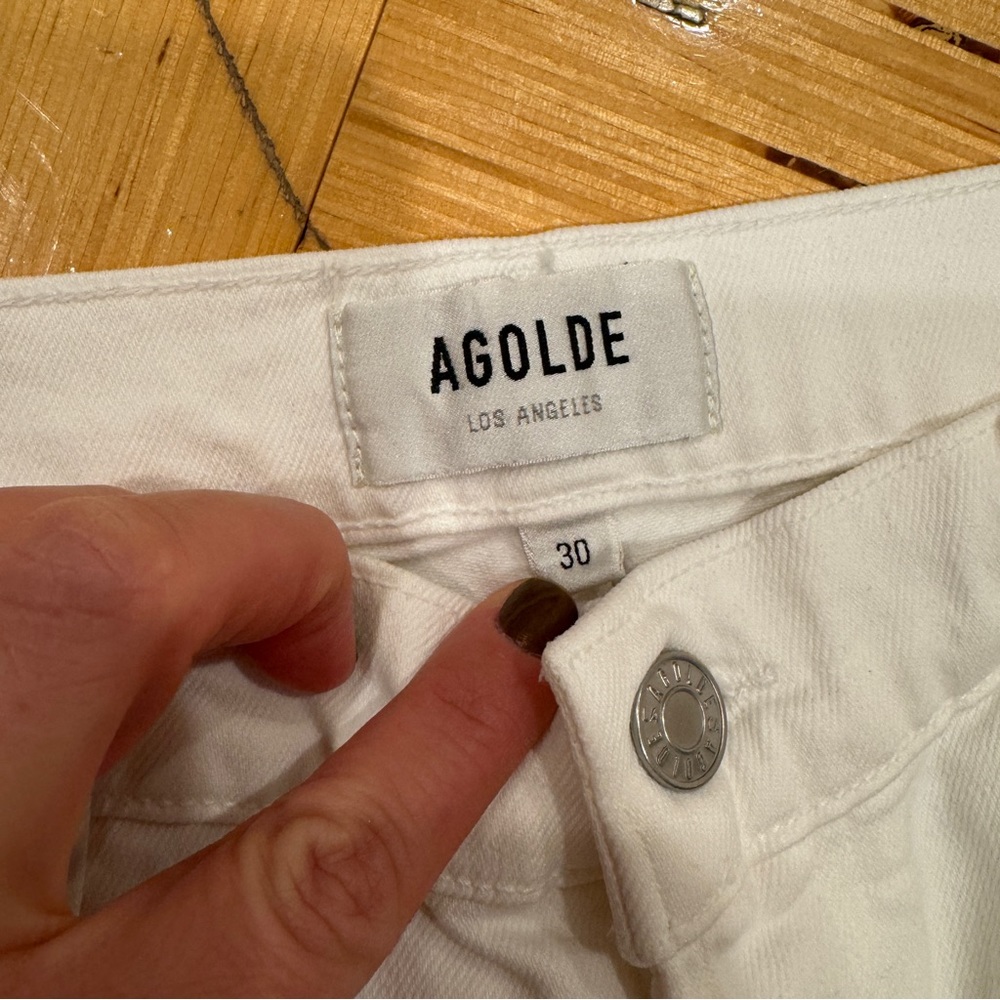 NWT AGOLDE Riley High Rise White Jeans - Size 30 - Picture 5 of 8
